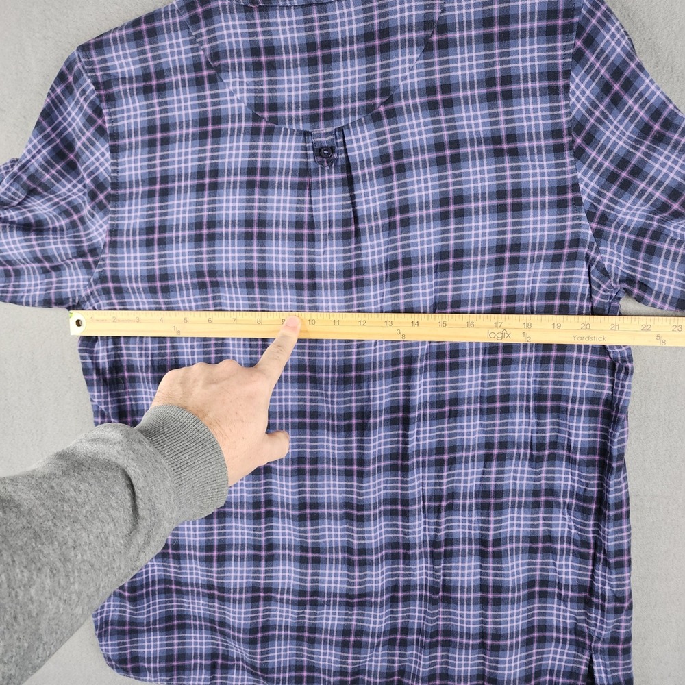 LLBean Womens Plaid Long‎ Sleeve Flannel Shirt L Blue Pink 100% Cotton Vintage - Picture 9 of 13